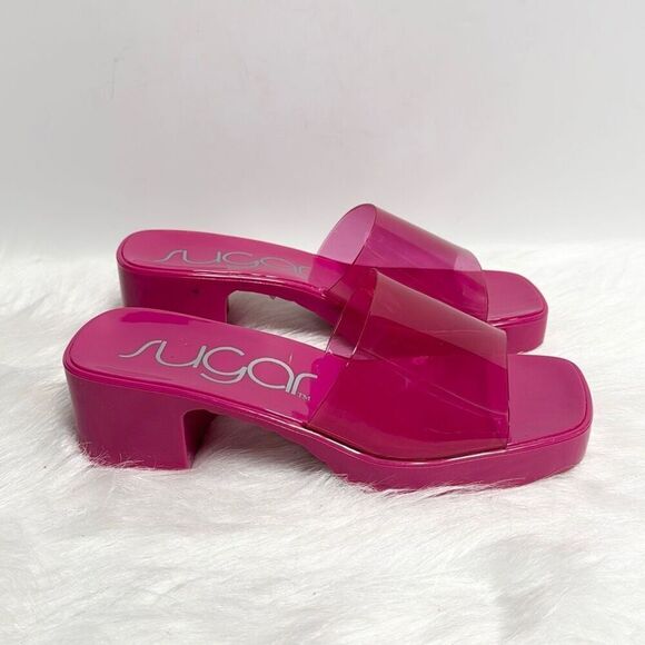 Sugar Women’s Pink Lucite Block Heel Sandal Size 6 NEW - Picture 1 of 8